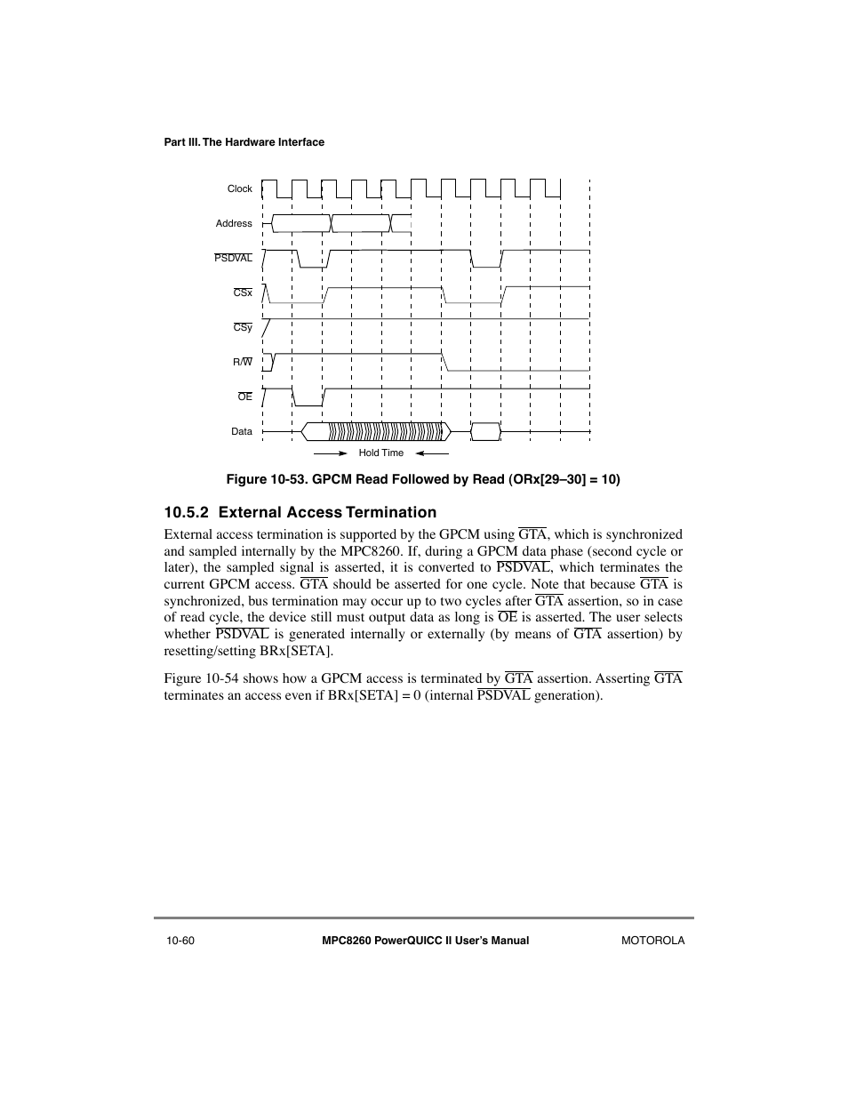 2 external access termination, External access termination -60, Gpcm read followed by read (orx[29ð30] = 10) -60 | Motorola MPC8260 User Manual | Page 336 / 1006