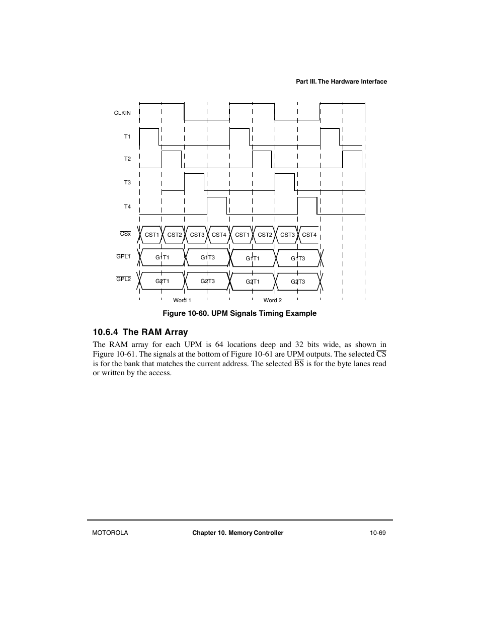 4 the ram array, The ram array -69, Upm signals timing example -69 | Motorola MPC8260 User Manual | Page 345 / 1006
