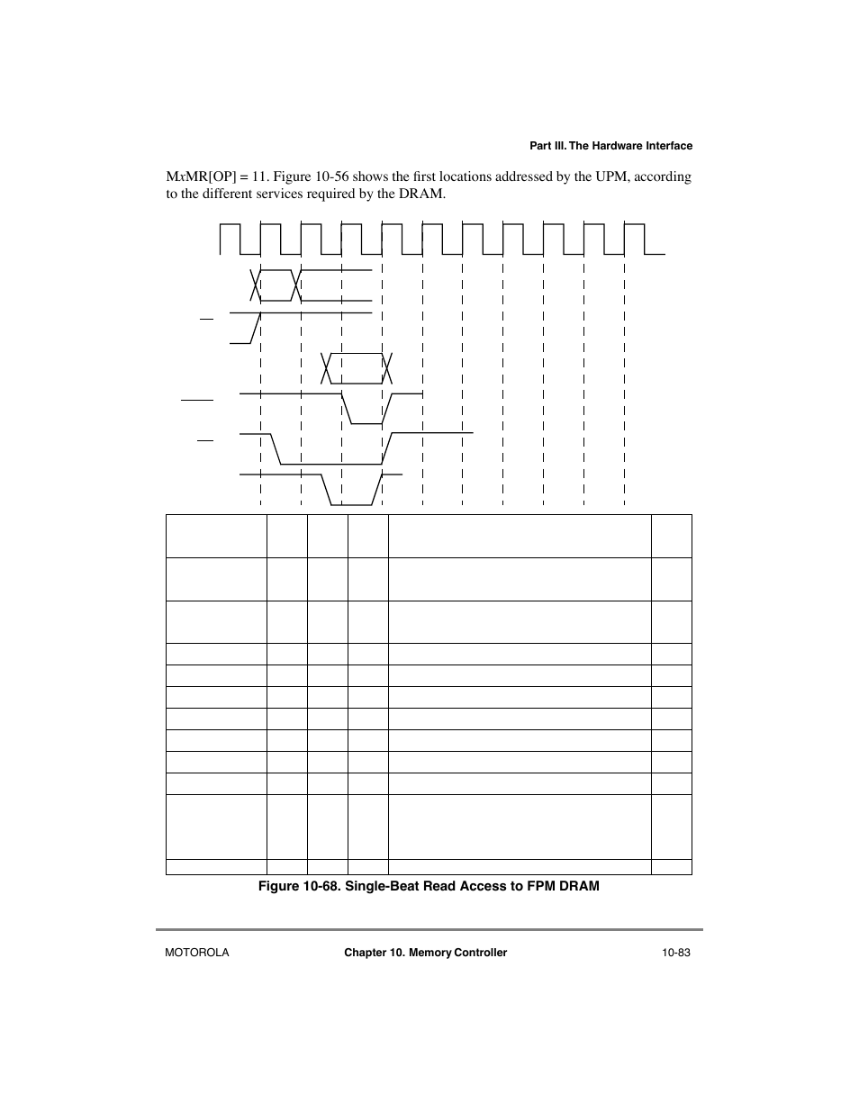 Single-beat read access to fpm dram -83 | Motorola MPC8260 User Manual | Page 359 / 1006