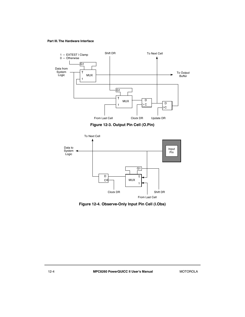 Output pin cell (o.pin) -4, Observe-only input pin cell (i.obs) -4 | Motorola MPC8260 User Manual | Page 396 / 1006