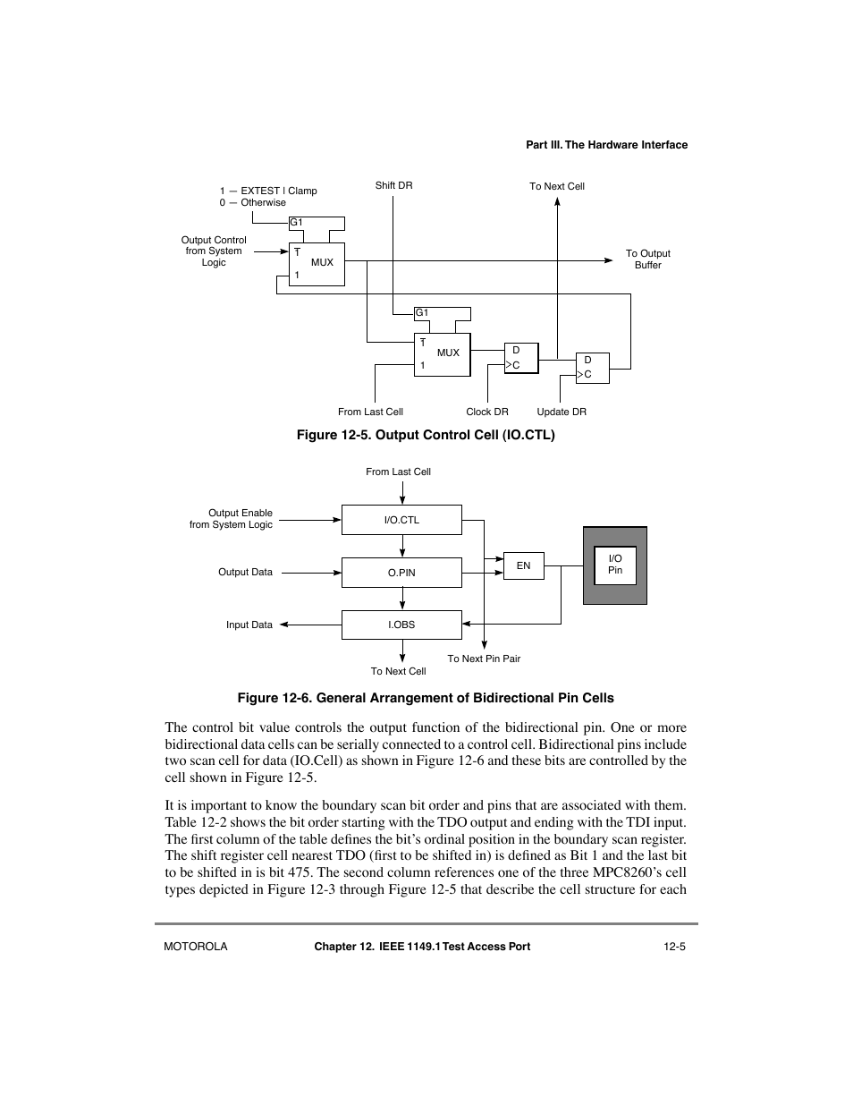 Output control cell (io.ctl) -5, General arrangement of bidirectional pin cells -5 | Motorola MPC8260 User Manual | Page 397 / 1006