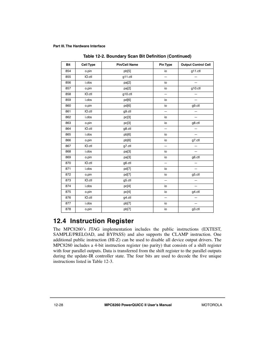 4 instruction register, Instruction register -28 | Motorola MPC8260 User Manual | Page 420 / 1006