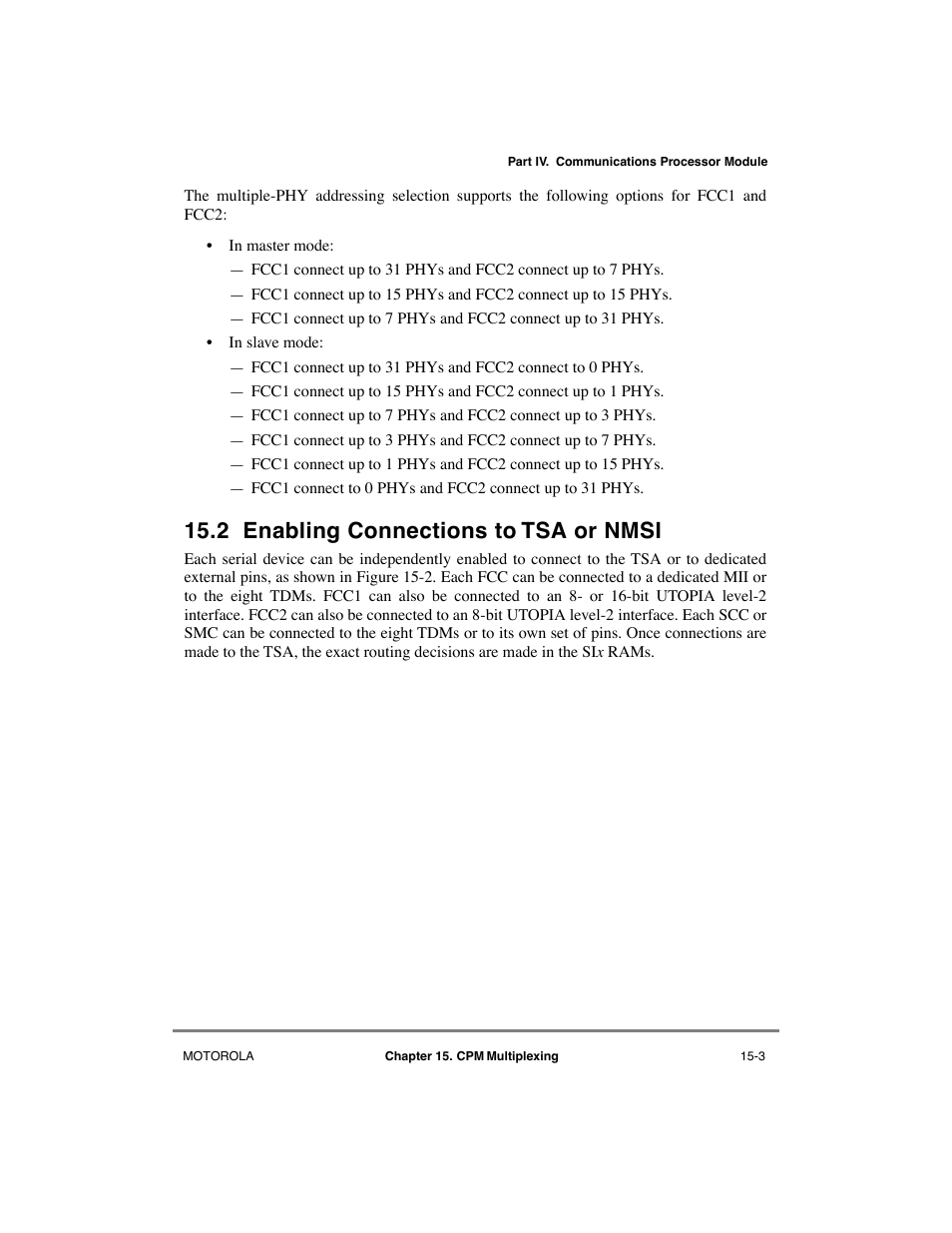 2 enabling connections to tsa or nmsi, Enabling connections to tsa or nmsi -3 | Motorola MPC8260 User Manual | Page 493 / 1006