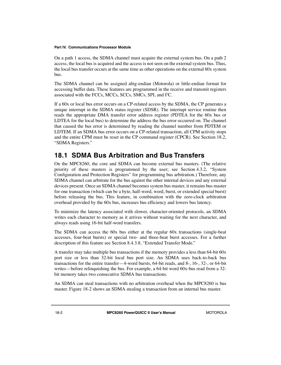 1 sdma bus arbitration and bus transfers, Sdma bus arbitration and bus transfers -2 | Motorola MPC8260 User Manual | Page 526 / 1006