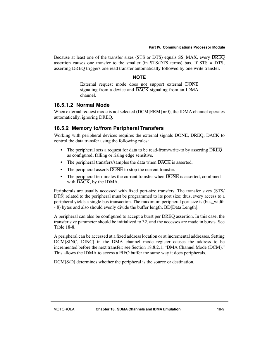 2 normal mode, 2 memory to/from peripheral transfers, Normal mode -9 | Memory to/from peripheral transfers -9 | Motorola MPC8260 User Manual | Page 533 / 1006