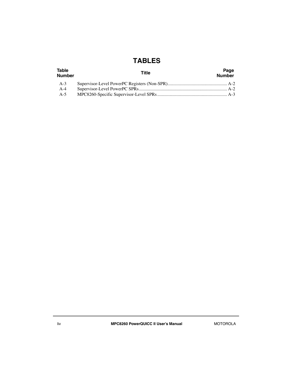 Tables | Motorola MPC8260 User Manual | Page 54 / 1006