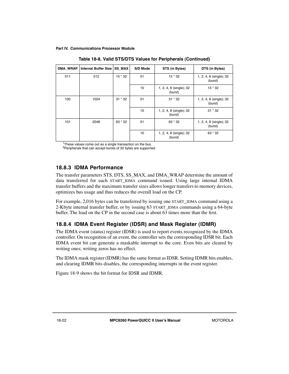 3 idma performance, Idma performance -22 | Motorola MPC8260 User Manual | Page 546 / 1006