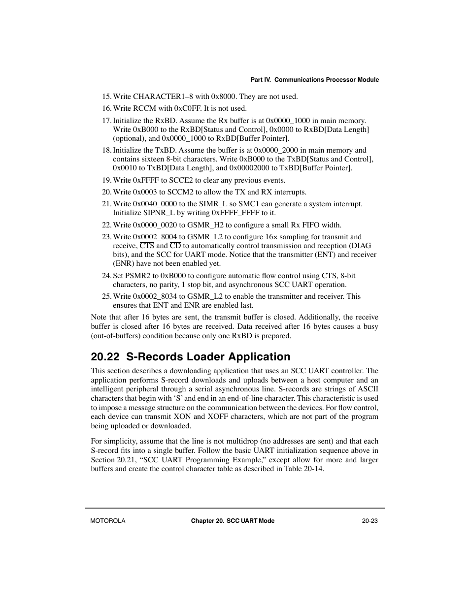 22 s-records loader application, S-records loader application -23, Scc bisync control character recognition -6 | Motorola MPC8260 User Manual | Page 607 / 1006