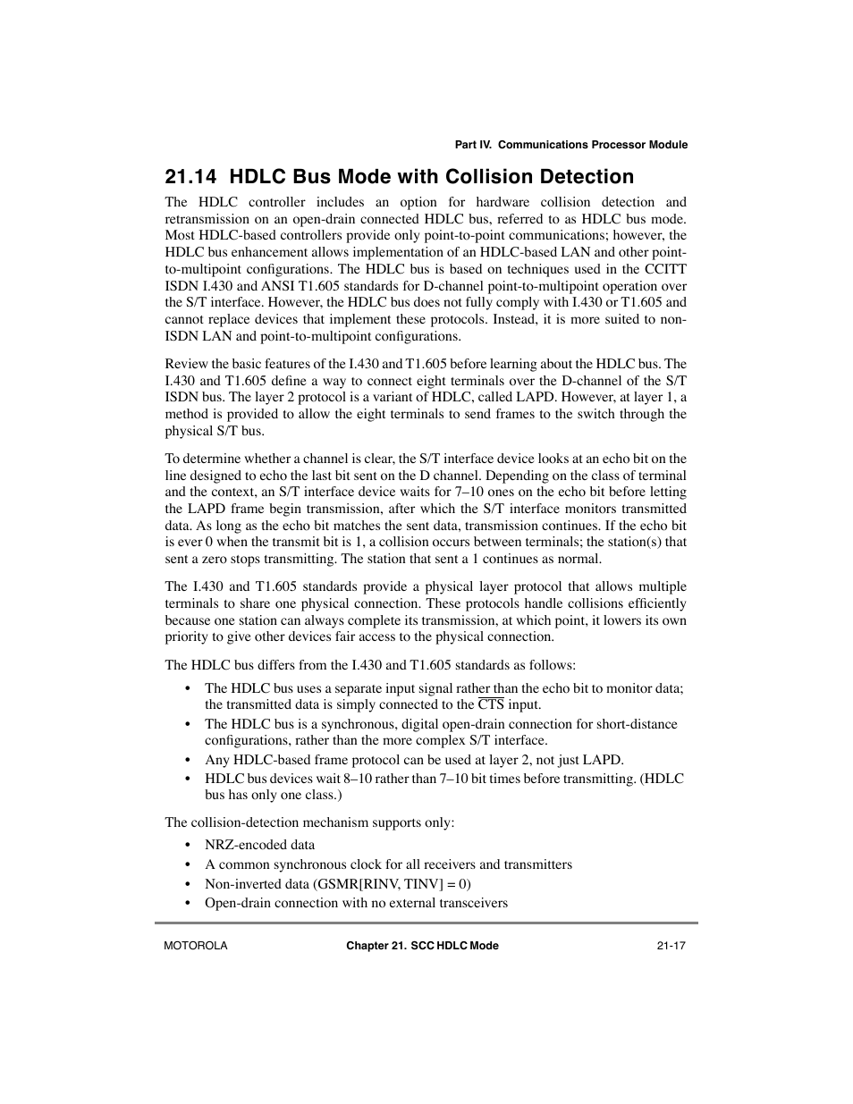 14 hdlc bus mode with collision detection, Hdlc bus mode with collision detection -17 | Motorola MPC8260 User Manual | Page 625 / 1006