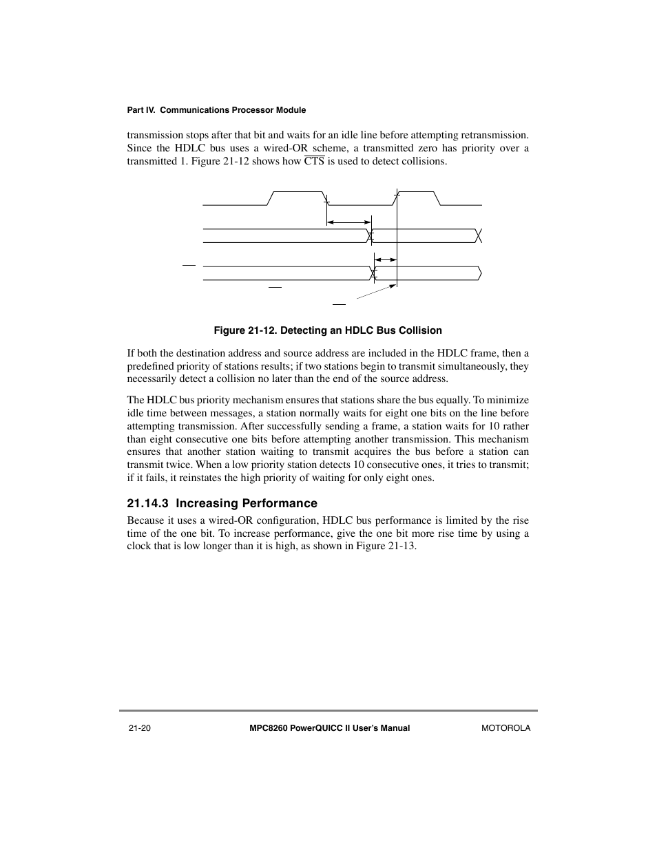 3 increasing performance, Increasing performance -20, Detecting an hdlc bus collision -20 | Motorola MPC8260 User Manual | Page 628 / 1006