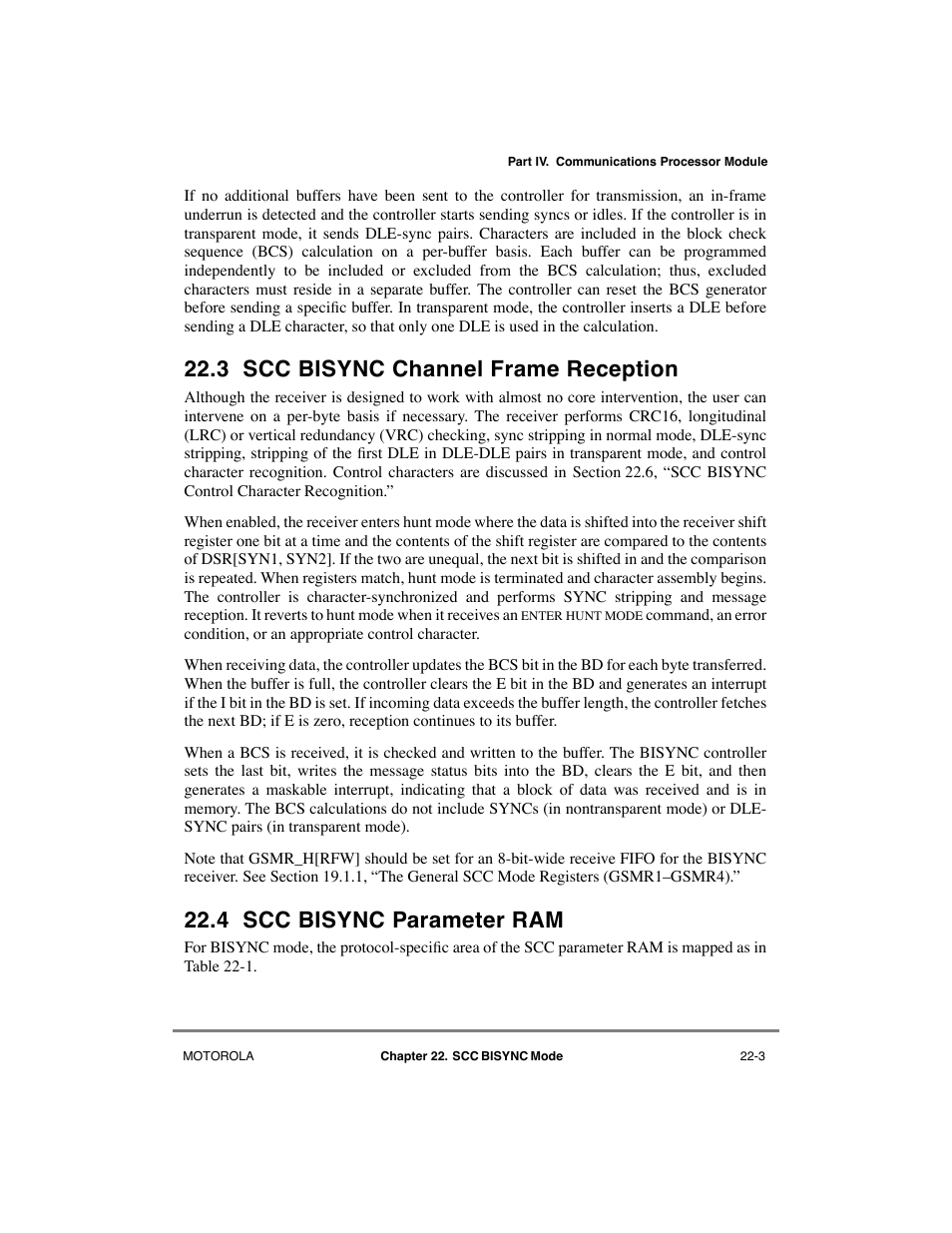 3 scc bisync channel frame reception, 4 scc bisync parameter ram, Scc bisync channel frame reception -3 | Scc bisync parameter ram -3 | Motorola MPC8260 User Manual | Page 635 / 1006