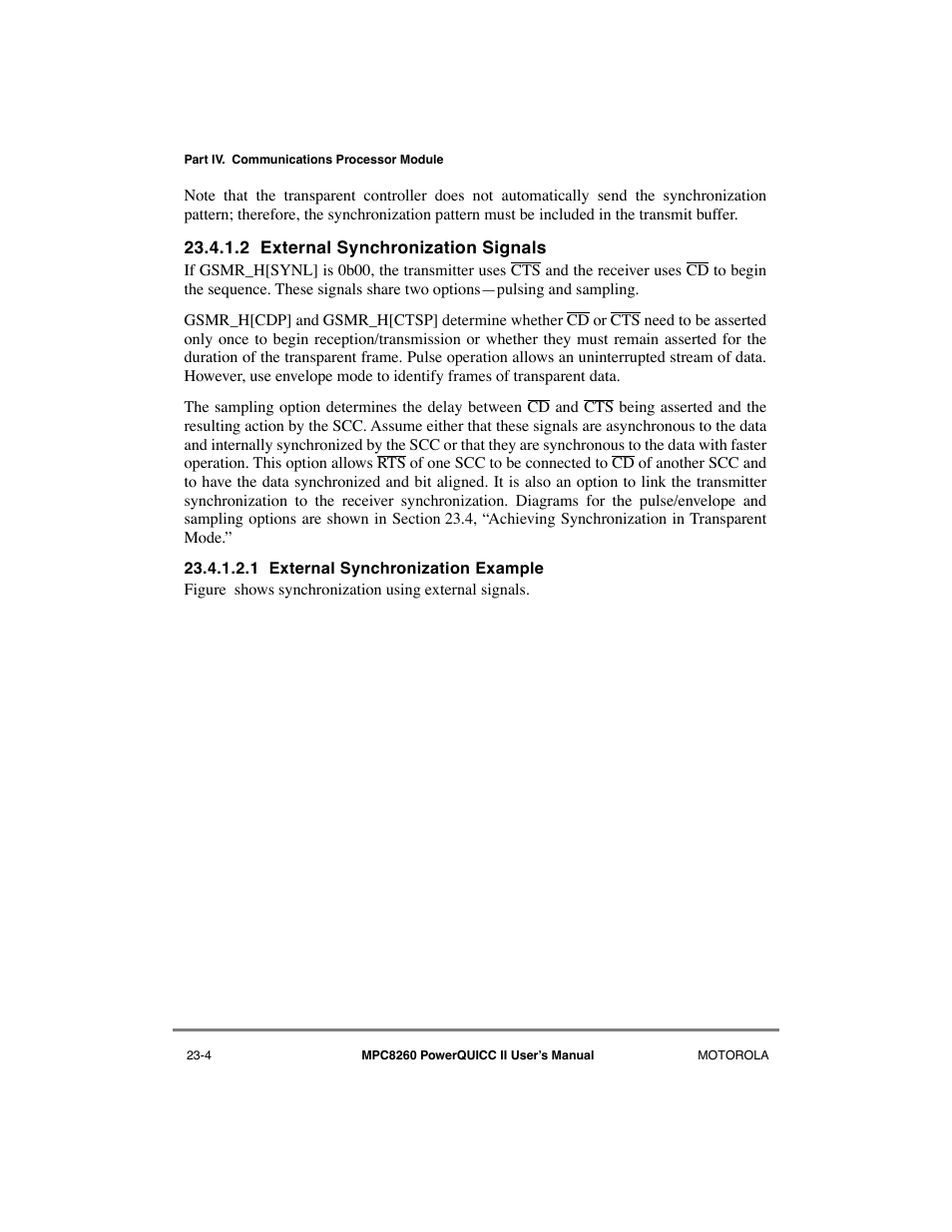 2 external synchronization signals, 1 external synchronization example, External synchronization signals -4 | External synchronization example -4 | Motorola MPC8260 User Manual | Page 656 / 1006