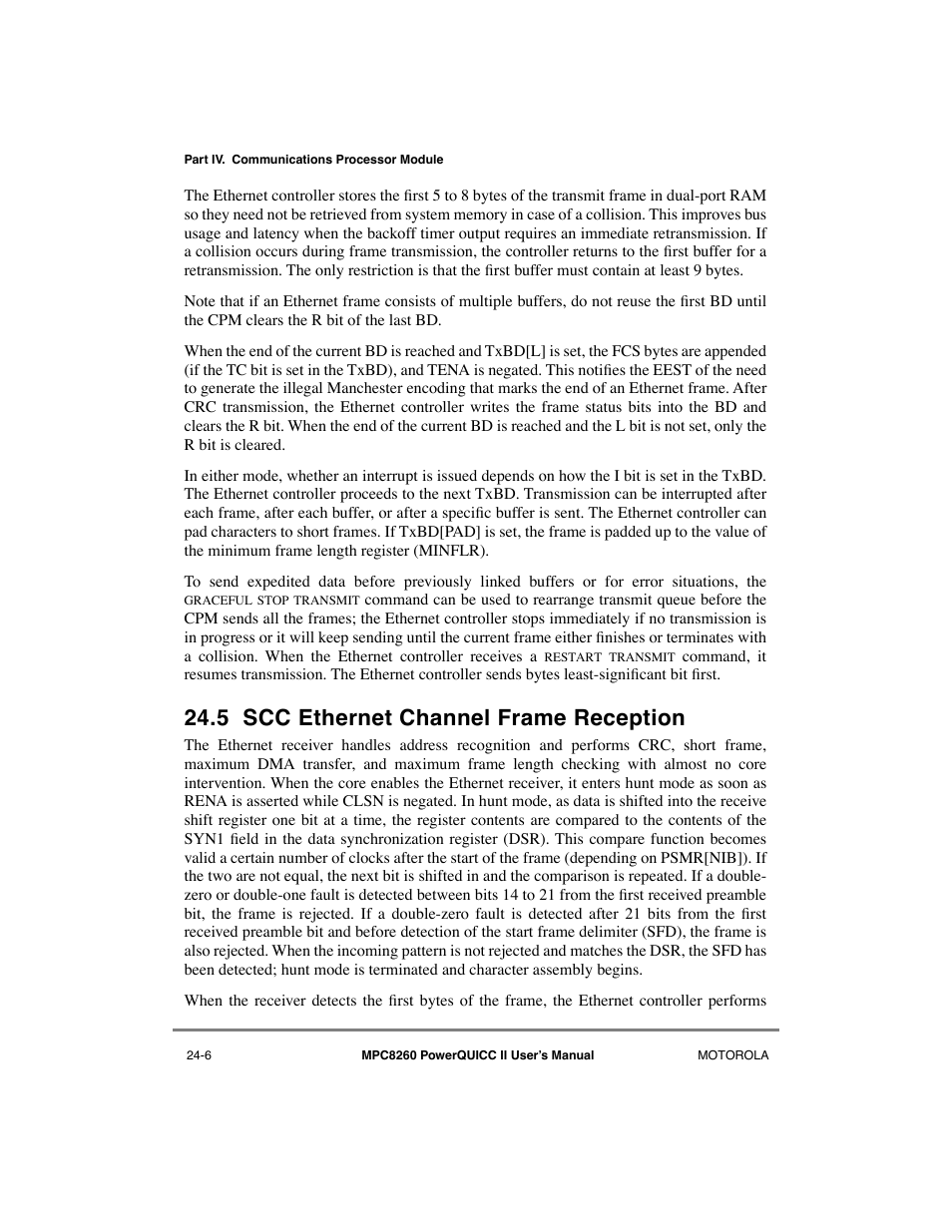 5 scc ethernet channel frame reception, Smc receiver full sequence -9 | Motorola MPC8260 User Manual | Page 674 / 1006