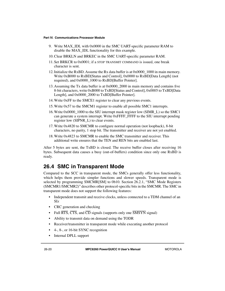 4 smc in transparent mode, Smc in transparent mode -20 | Motorola MPC8260 User Manual | Page 716 / 1006