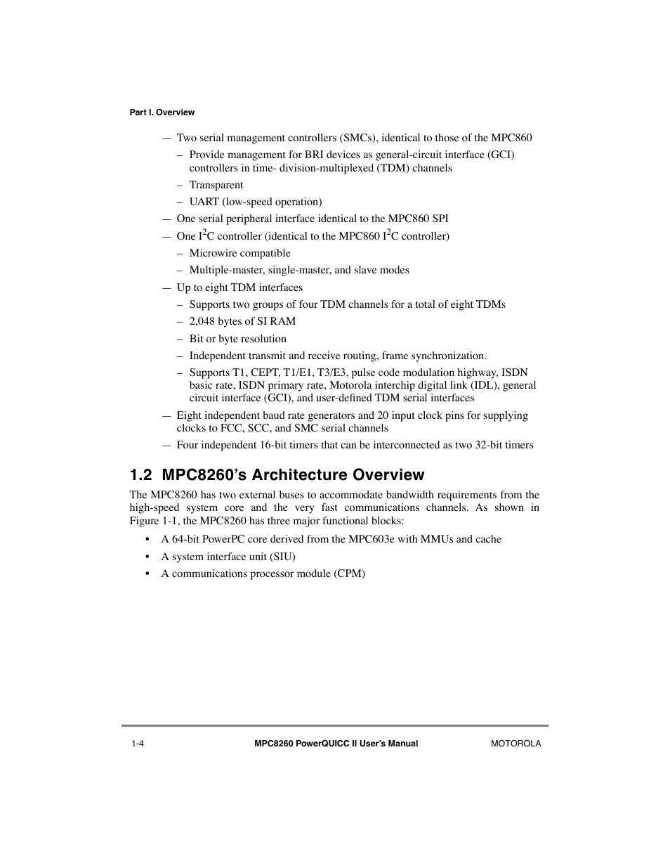 2 mpc8260’s architecture overview, Mpc8260õs architecture overview -4 | Motorola MPC8260 User Manual | Page 74 / 1006