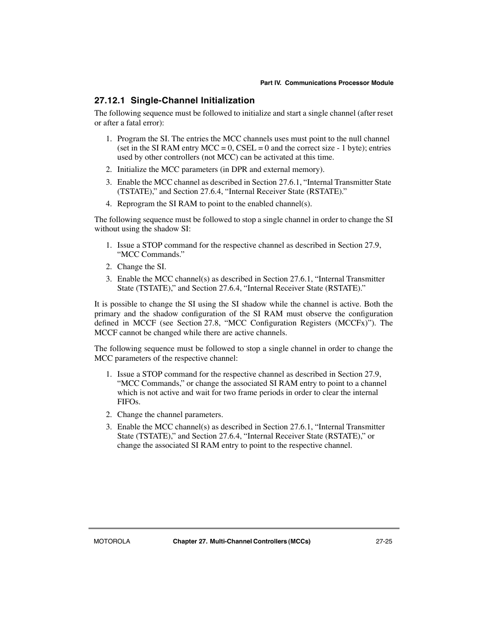 1 single-channel initialization, Single-channel initialization -25 | Motorola MPC8260 User Manual | Page 755 / 1006