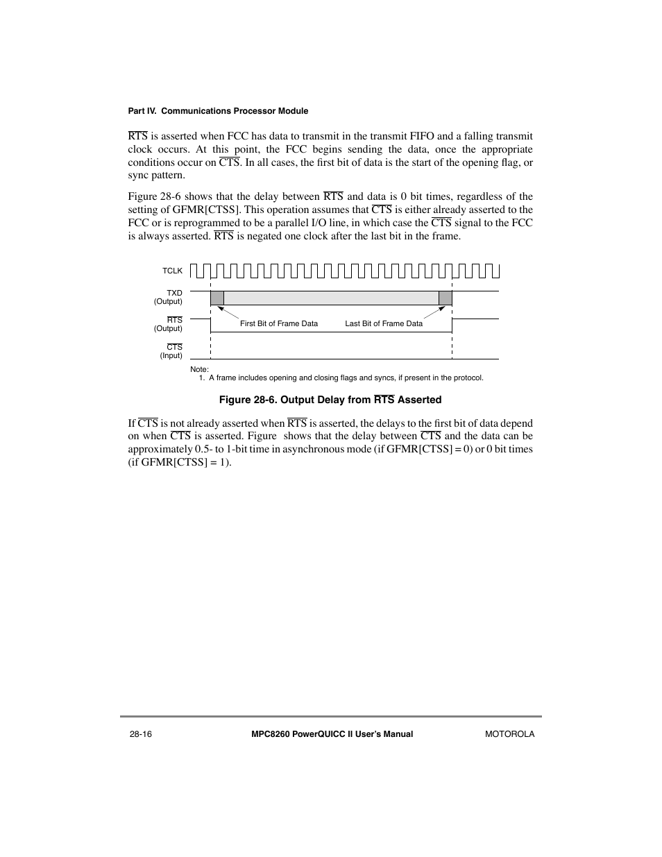 Output delay from rts asserted -16 | Motorola MPC8260 User Manual | Page 774 / 1006