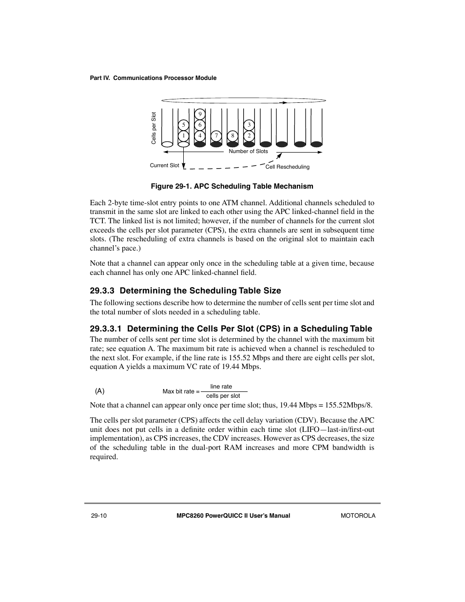 3 determining the scheduling table size, Determining the scheduling table size -10, Apc scheduling table mechanism -10 | Wn in figure 29-1 | Motorola MPC8260 User Manual | Page 790 / 1006