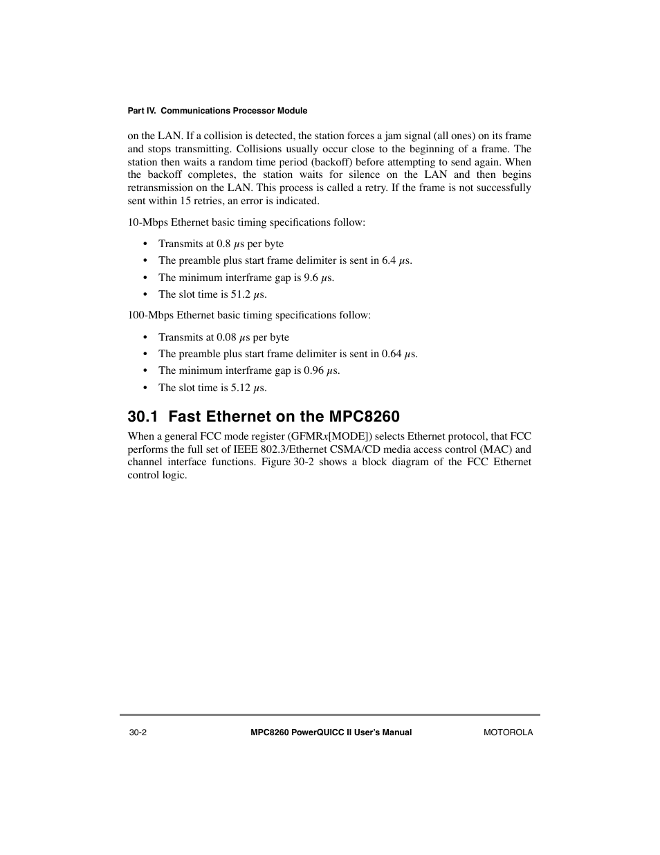 1 fast ethernet on the mpc8260, Fast ethernet on the mpc8260 -2 | Motorola MPC8260 User Manual | Page 876 / 1006