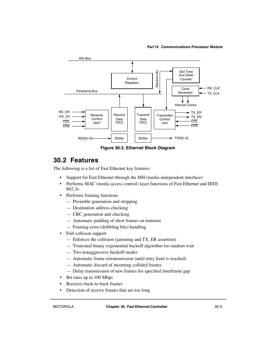 2 features, Features -3, Ethernet block diagram -3 | Motorola MPC8260 User Manual | Page 877 / 1006