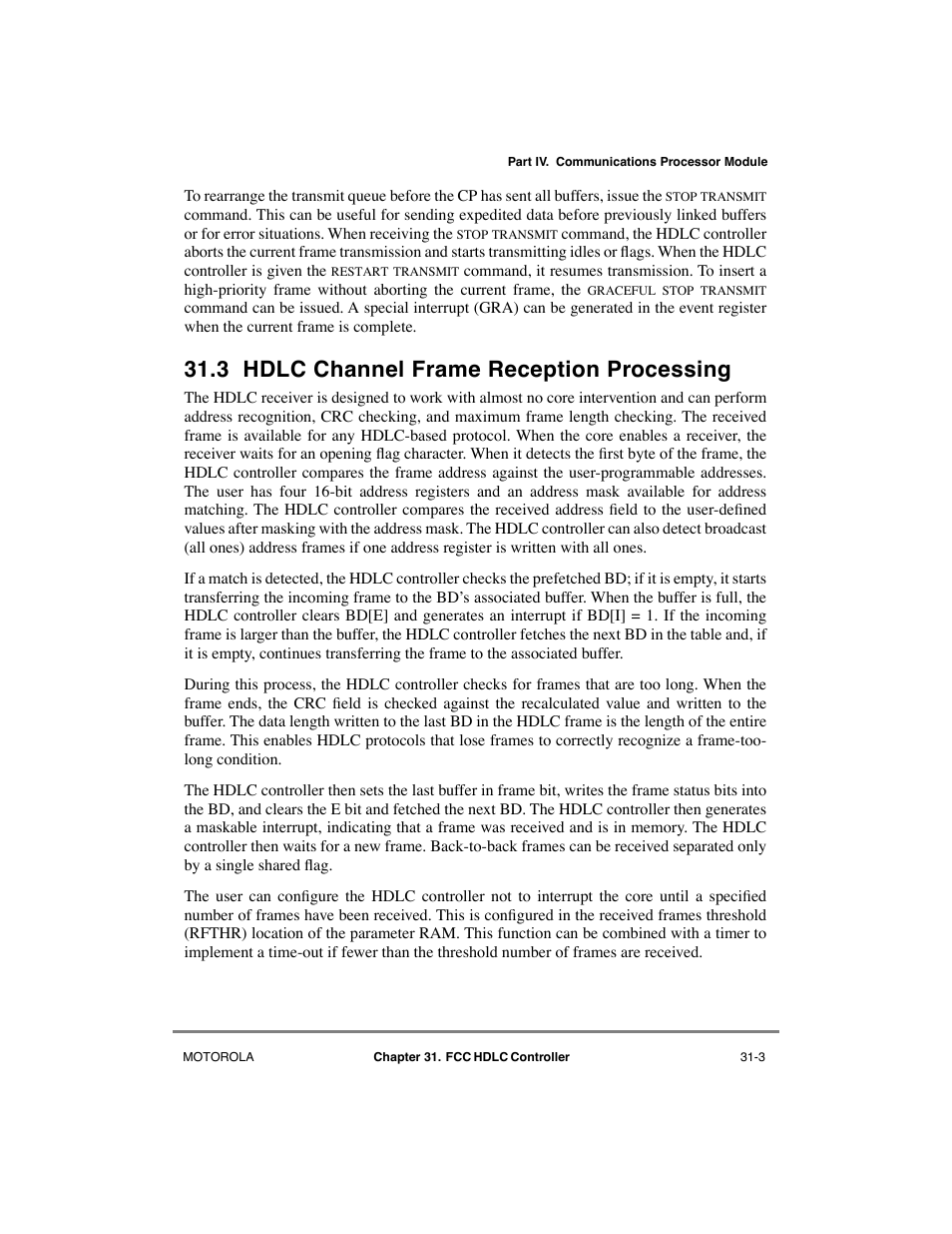 3 hdlc channel frame reception processing, Hdlc channel frame reception processing -3 | Motorola MPC8260 User Manual | Page 905 / 1006