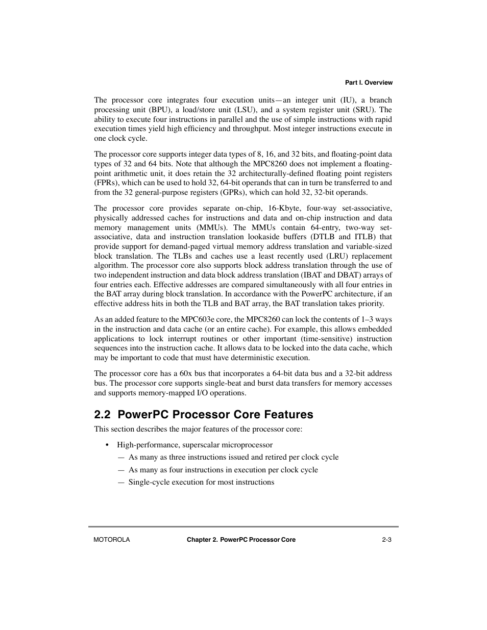 2 powerpc processor core features, Powerpc processor core features -3 | Motorola MPC8260 User Manual | Page 91 / 1006