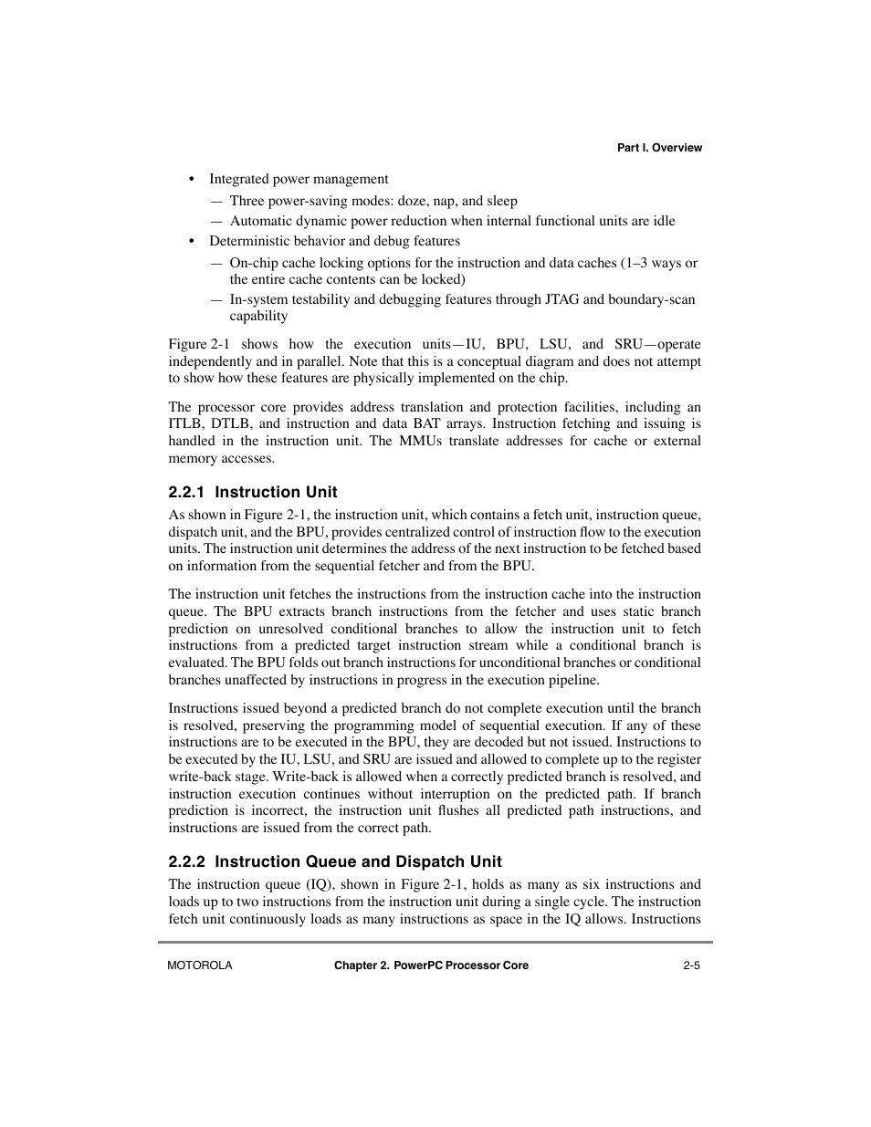 1 instruction unit, 2 instruction queue and dispatch unit, Instruction unit -5 | Instruction queue and dispatch unit -5 | Motorola MPC8260 User Manual | Page 93 / 1006