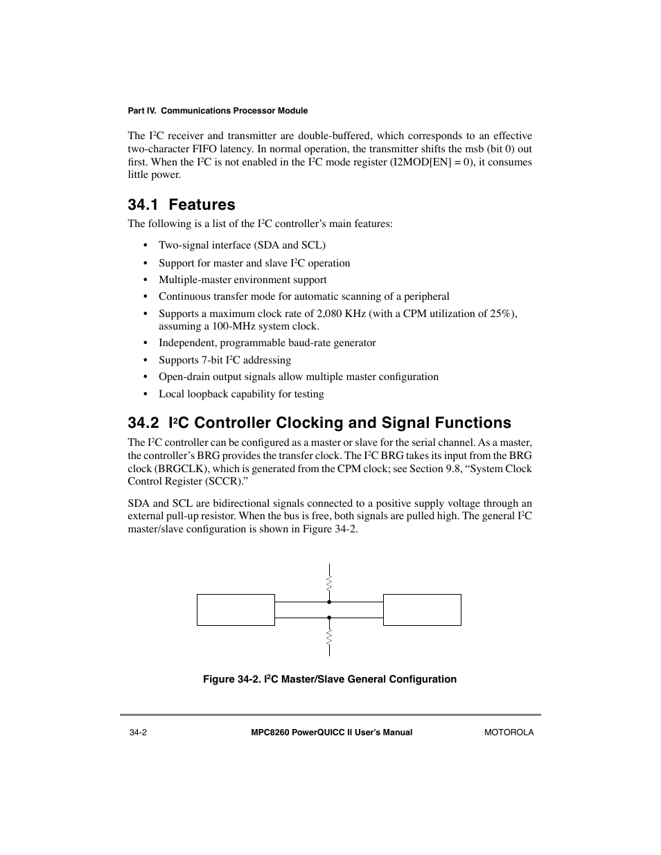 1 features, 2 i2c controller clocking and signal functions, Features -2 | C controller clocking and signal functions | Motorola MPC8260 User Manual | Page 944 / 1006