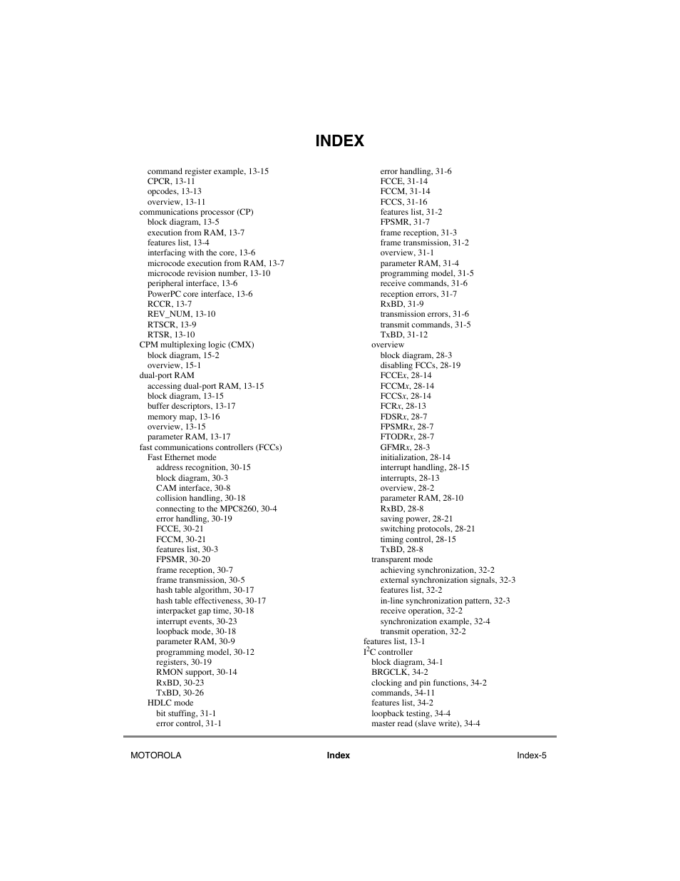 Index | Motorola MPC8260 User Manual | Page 985 / 1006