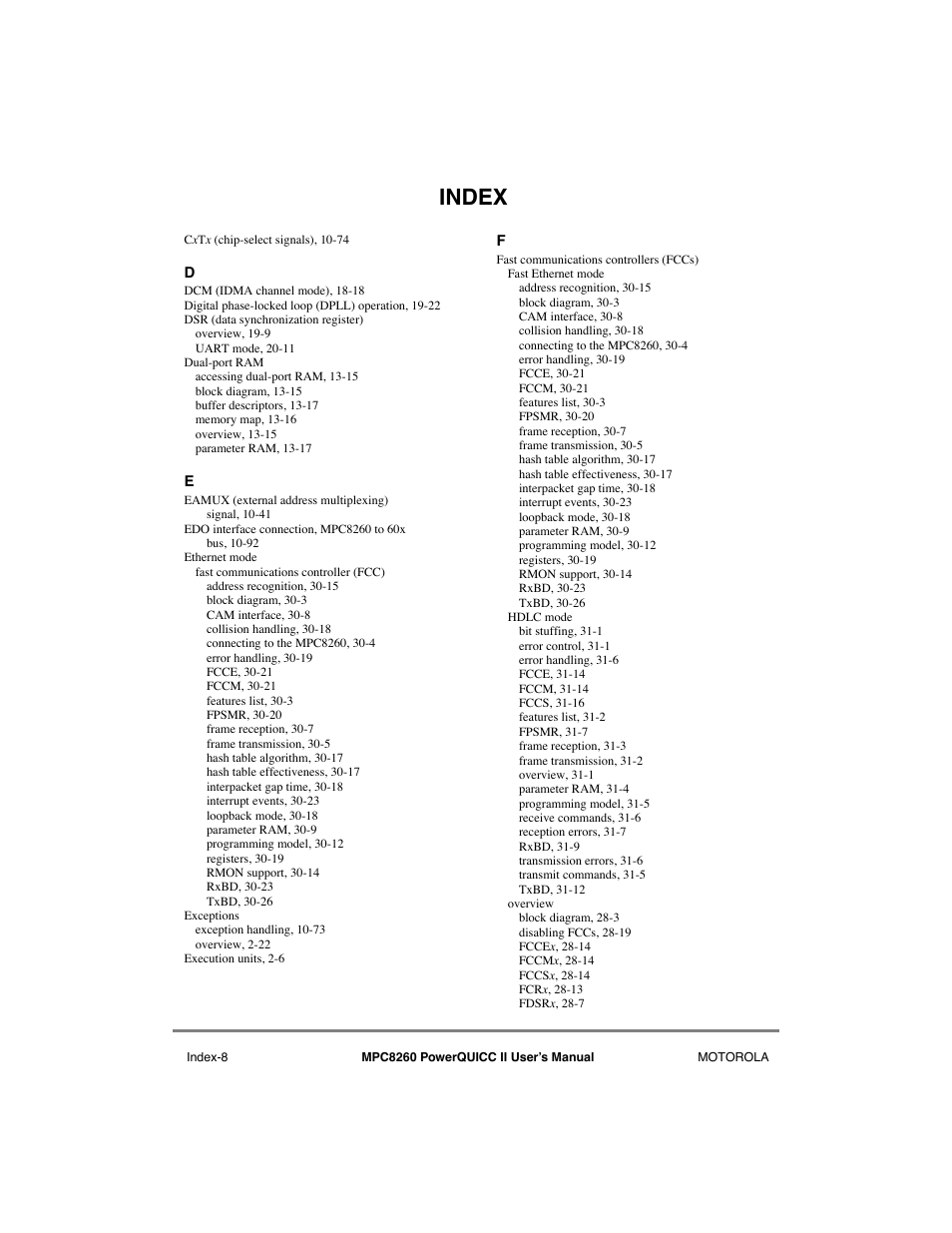 Index | Motorola MPC8260 User Manual | Page 988 / 1006