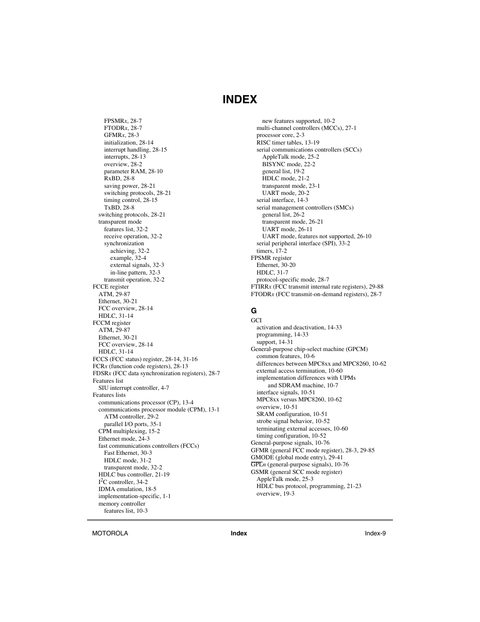 Index | Motorola MPC8260 User Manual | Page 989 / 1006