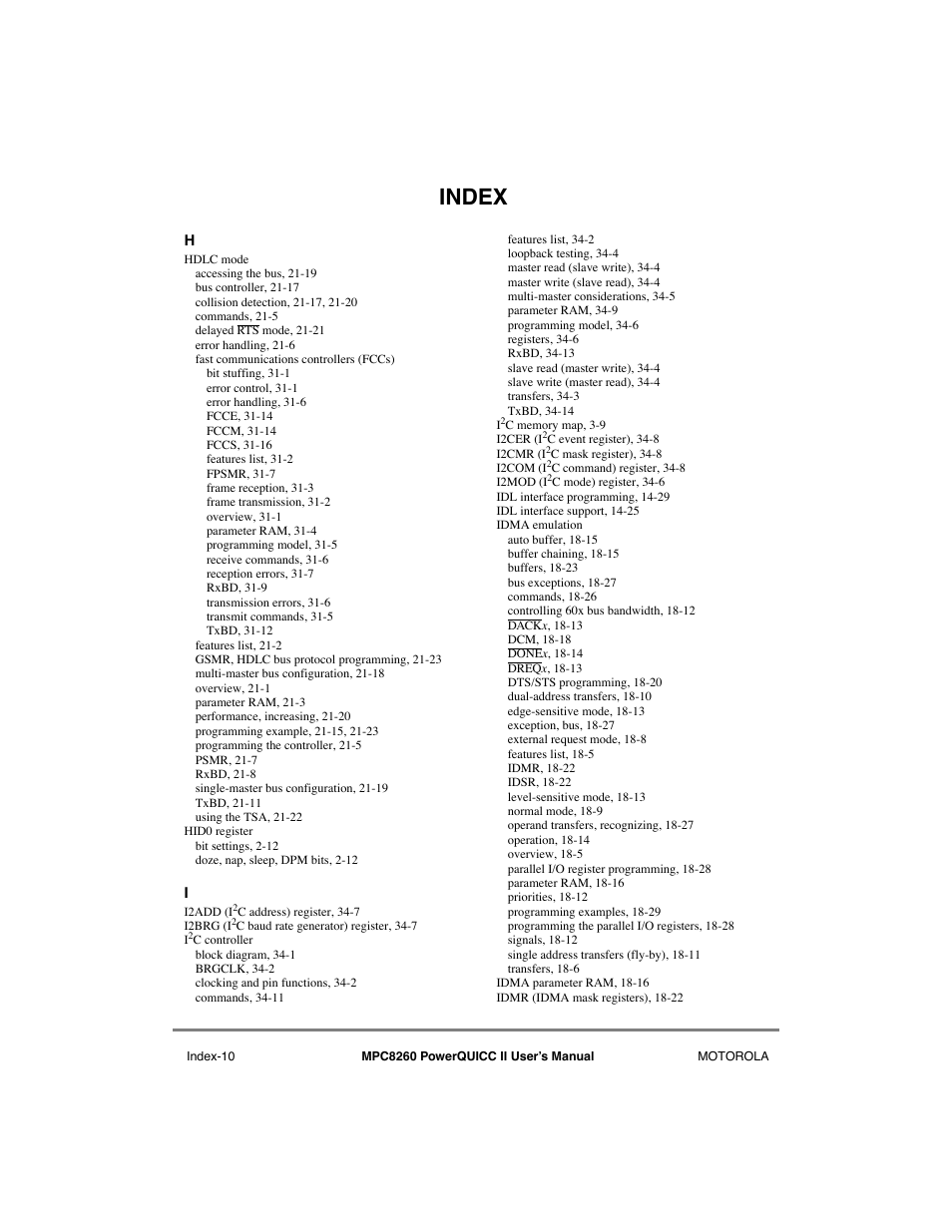 Index | Motorola MPC8260 User Manual | Page 990 / 1006