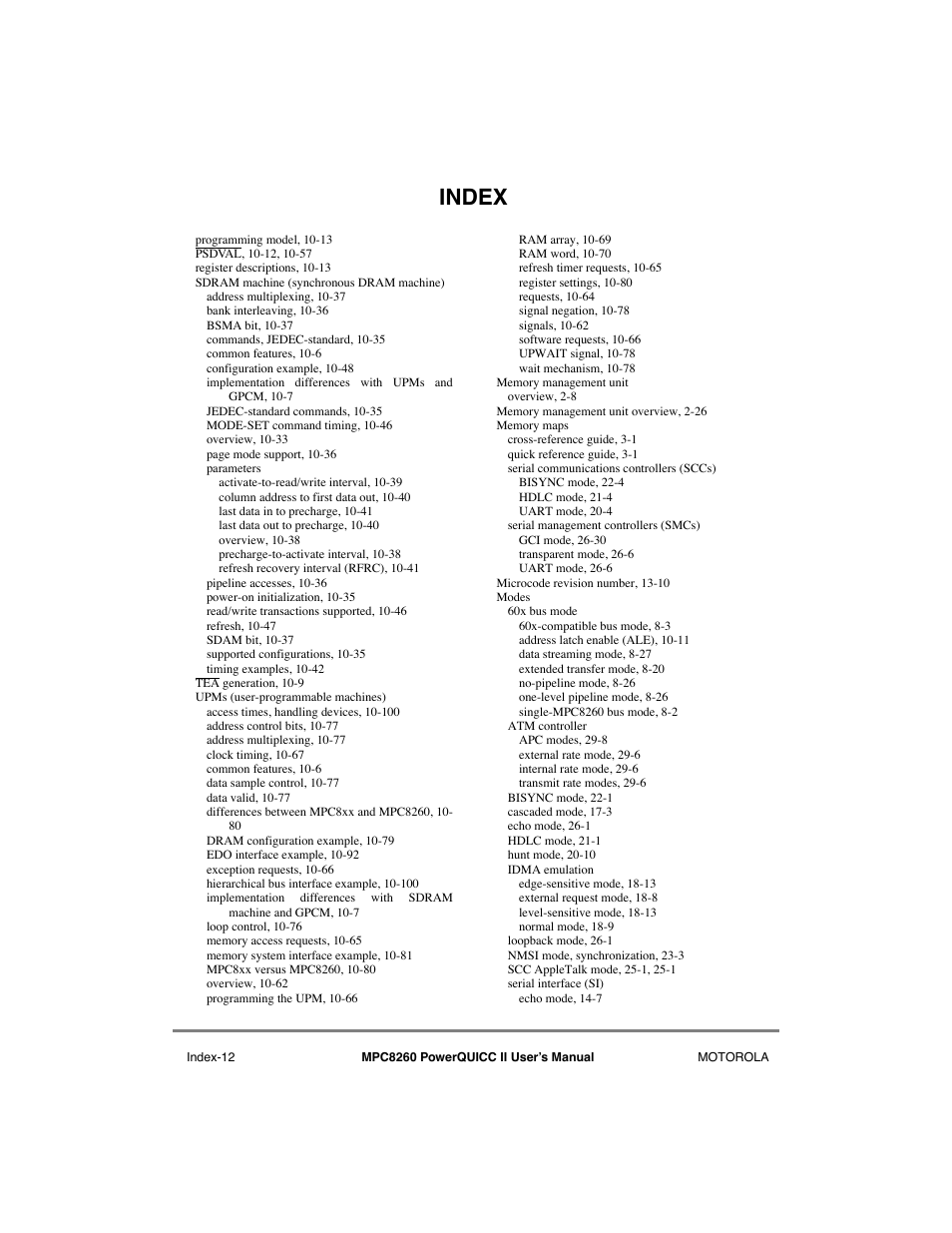 Index | Motorola MPC8260 User Manual | Page 992 / 1006