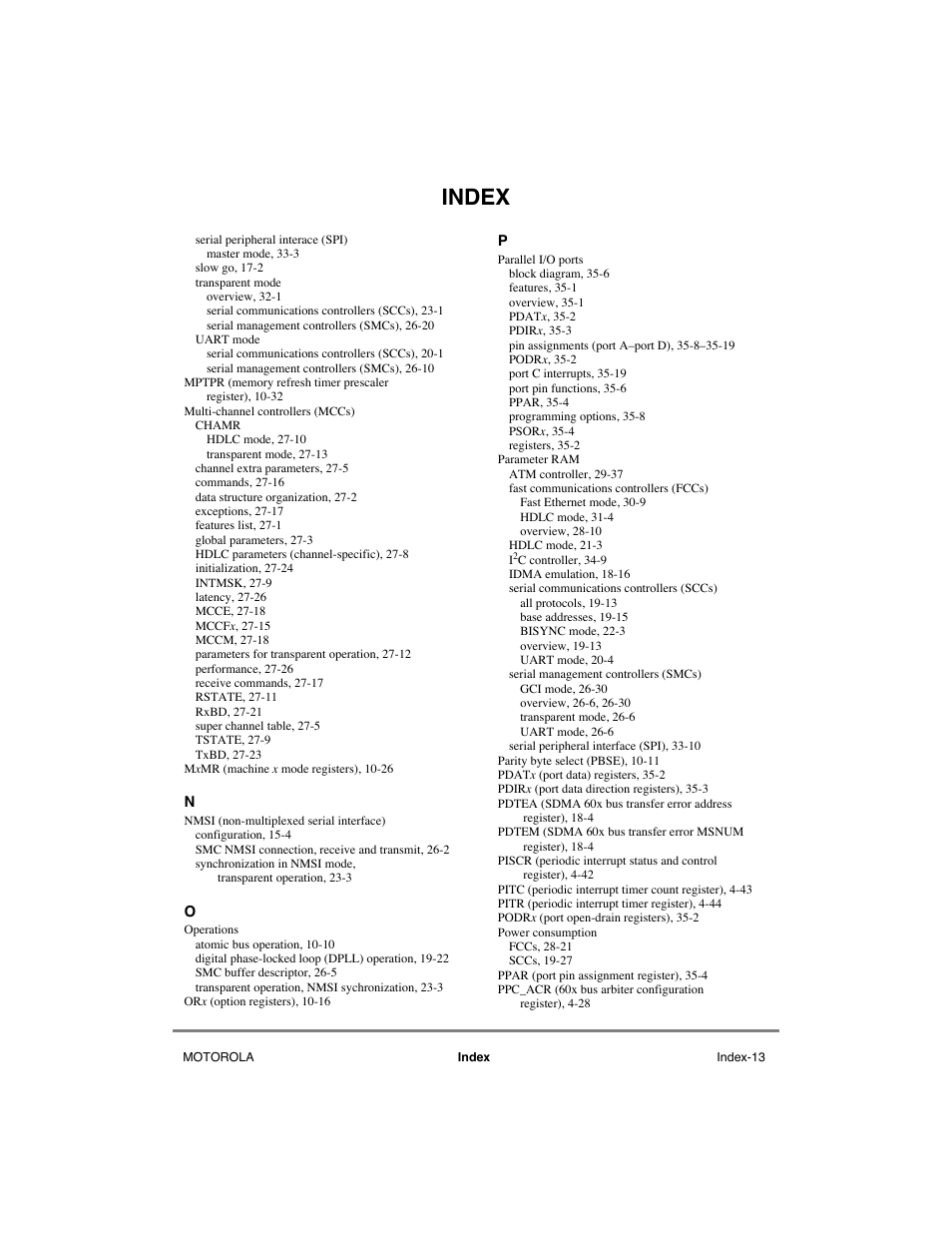 Index | Motorola MPC8260 User Manual | Page 993 / 1006