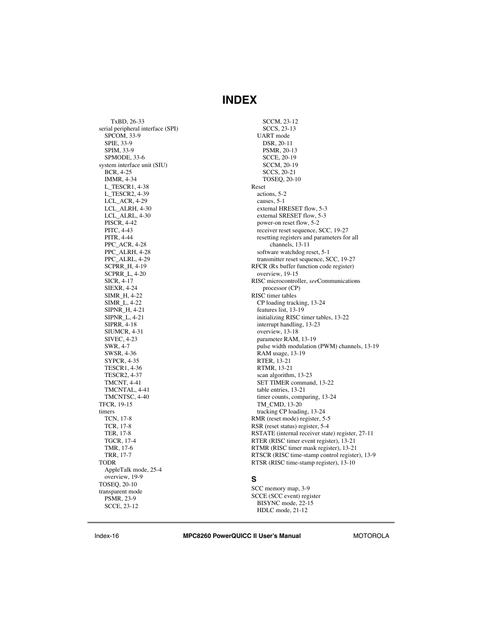 Index | Motorola MPC8260 User Manual | Page 996 / 1006