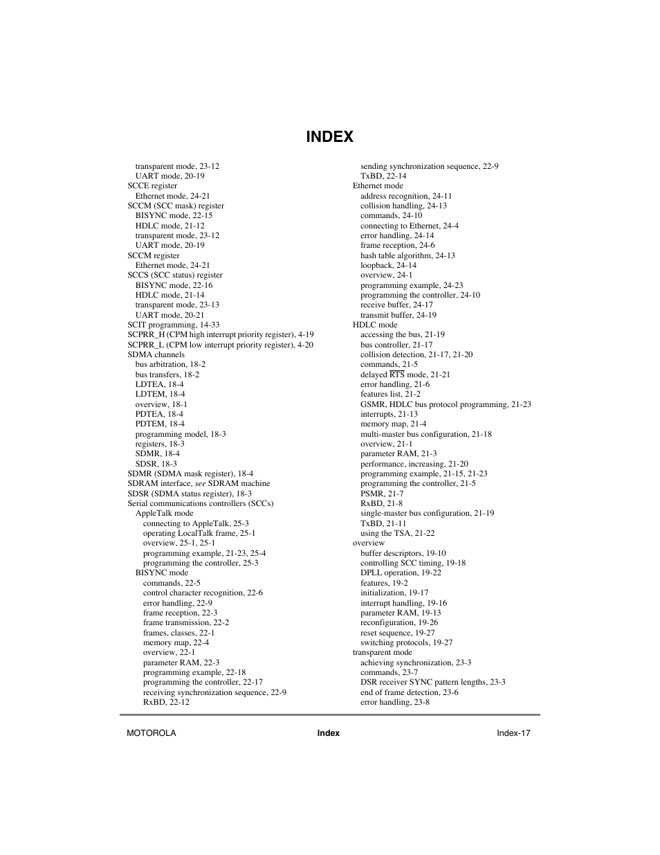 Index | Motorola MPC8260 User Manual | Page 997 / 1006