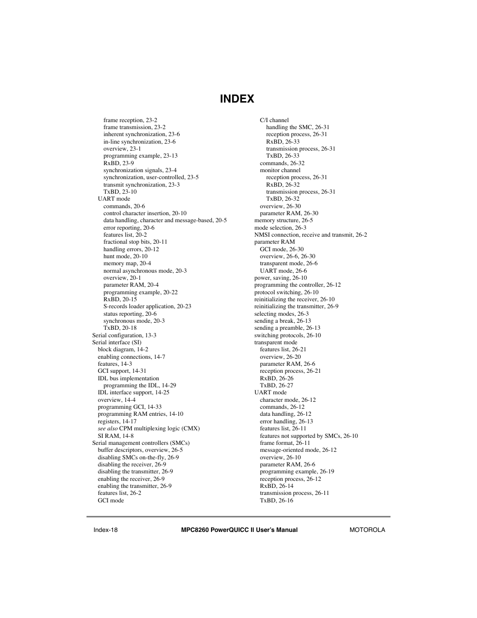 Index | Motorola MPC8260 User Manual | Page 998 / 1006