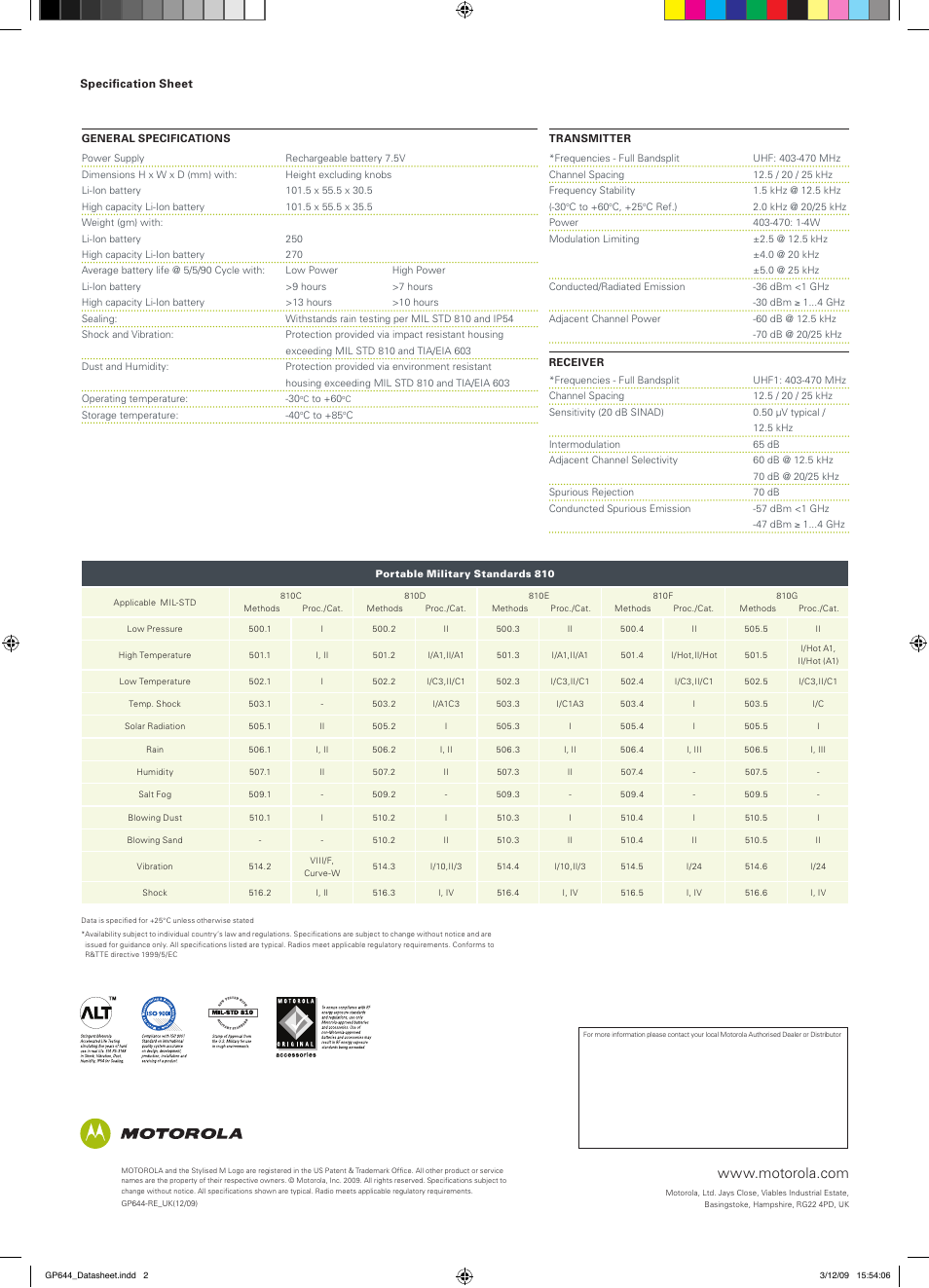 Motorola GP644 User Manual | Page 2 / 2