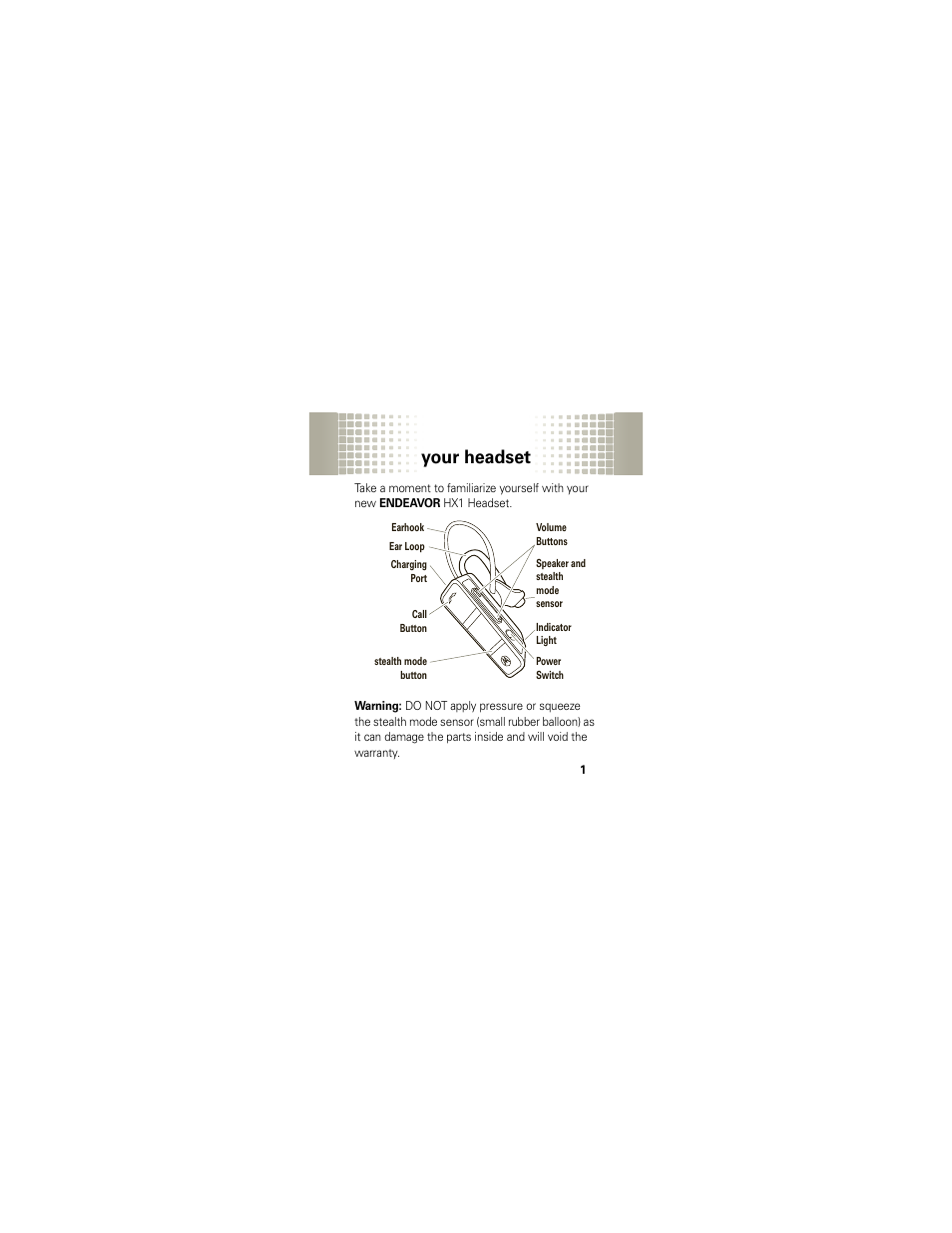 Your headset | Motorola HX1 User Manual | Page 3 / 138