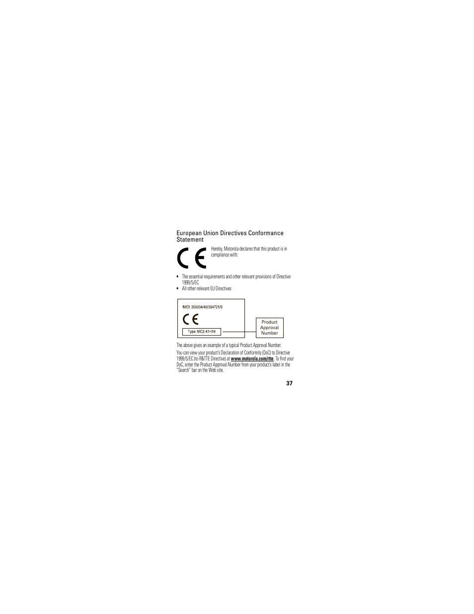 Eu conformance | Motorola HX1 User Manual | Page 39 / 138