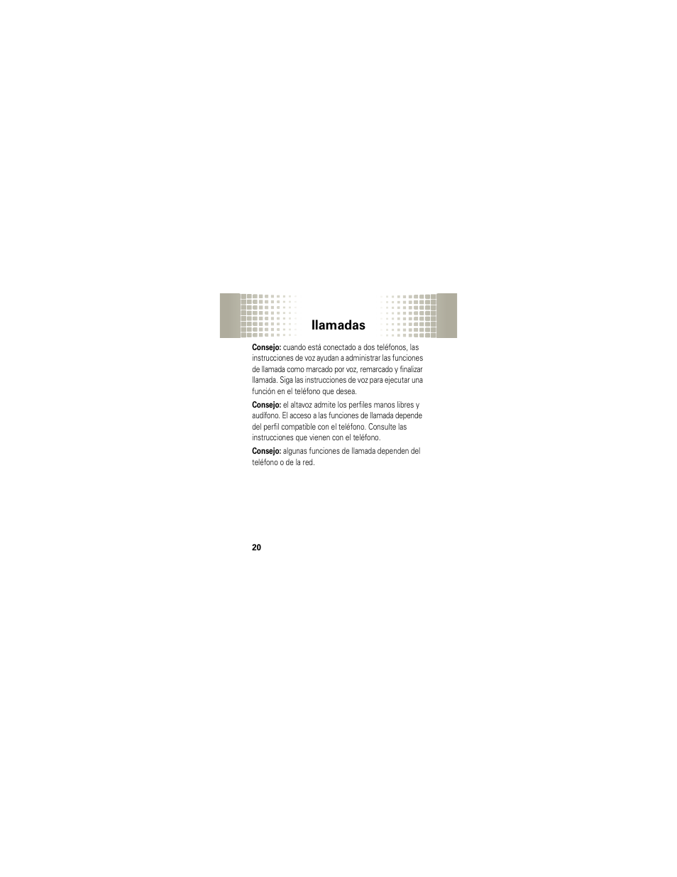 Llamadas | Motorola HX1 User Manual | Page 64 / 138