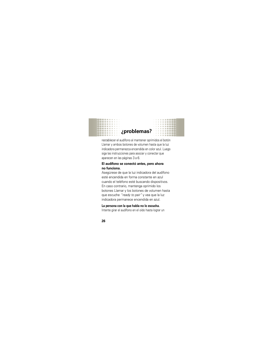 Problemas | Motorola HX1 User Manual | Page 70 / 138