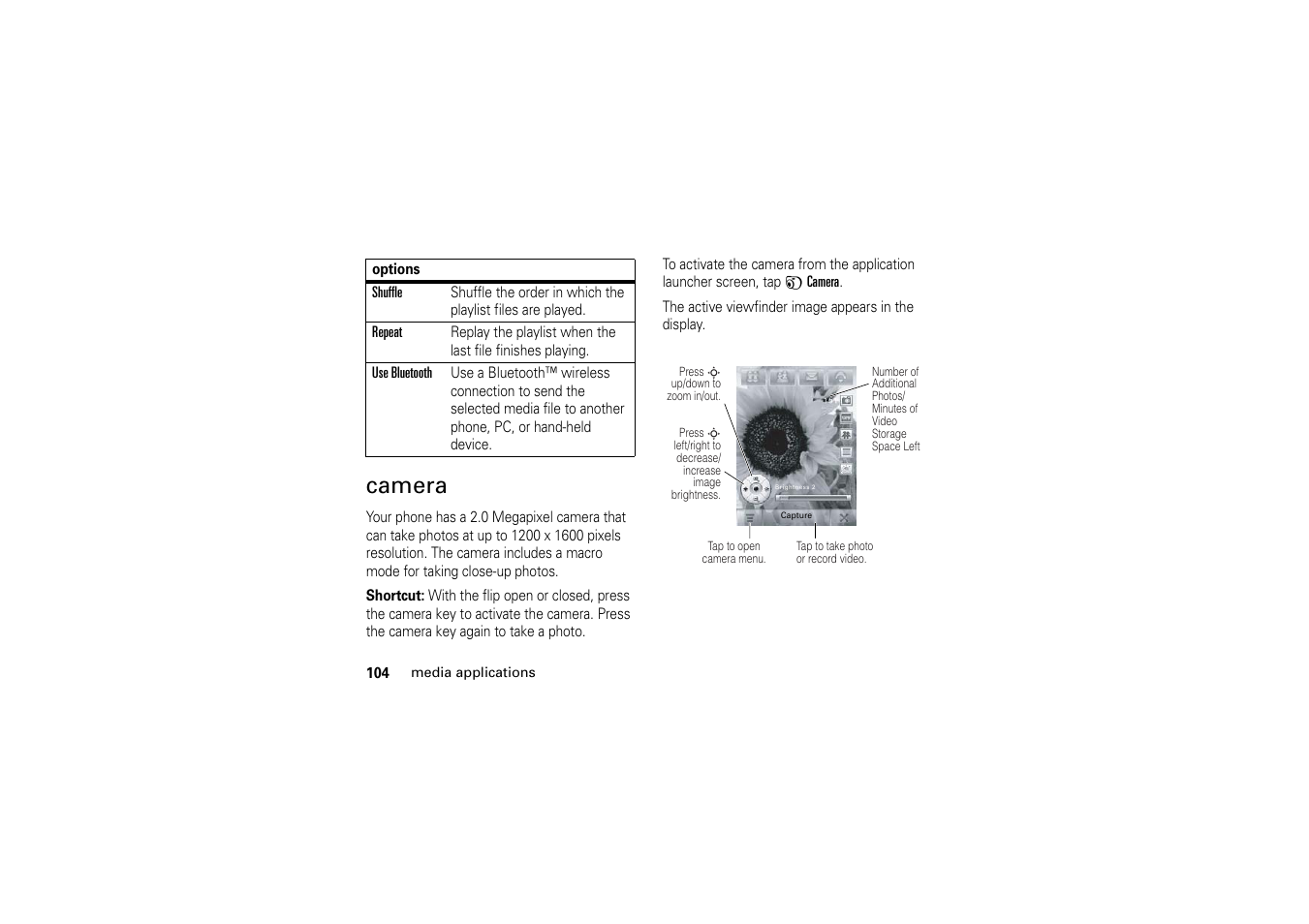 Camera | Motorola A1200 User Manual | Page 106 / 144