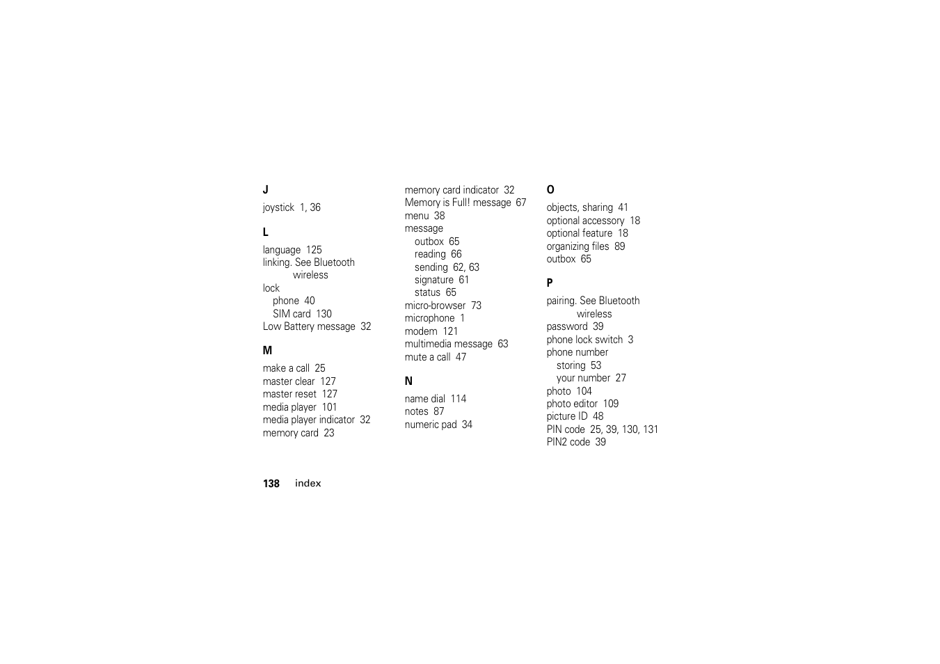 Motorola A1200 User Manual | Page 140 / 144