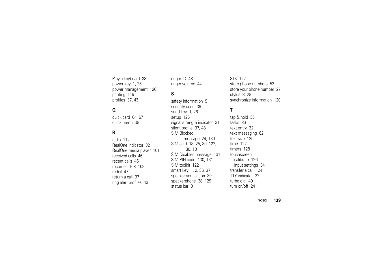Motorola A1200 User Manual | Page 141 / 144