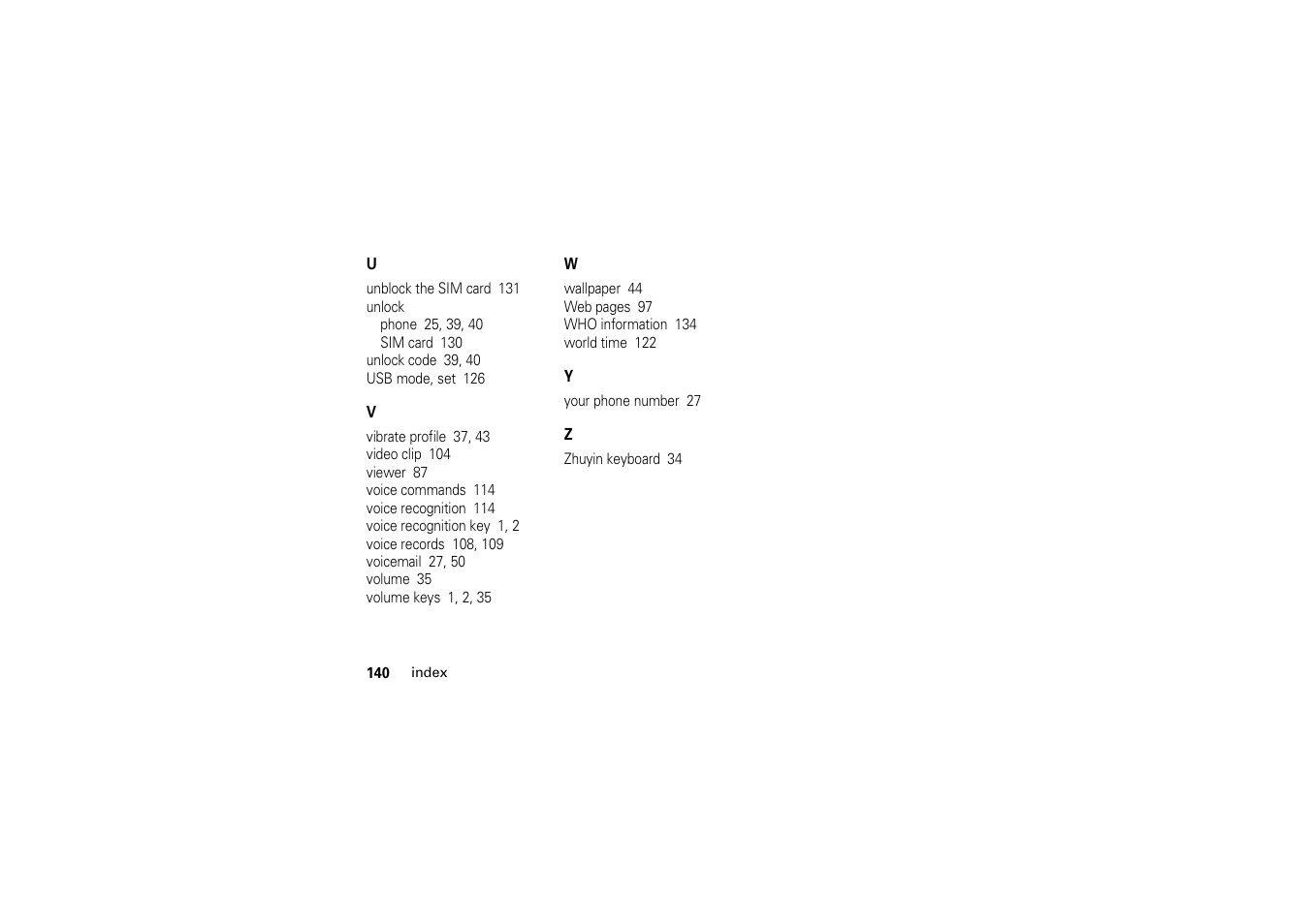 Motorola A1200 User Manual | Page 142 / 144