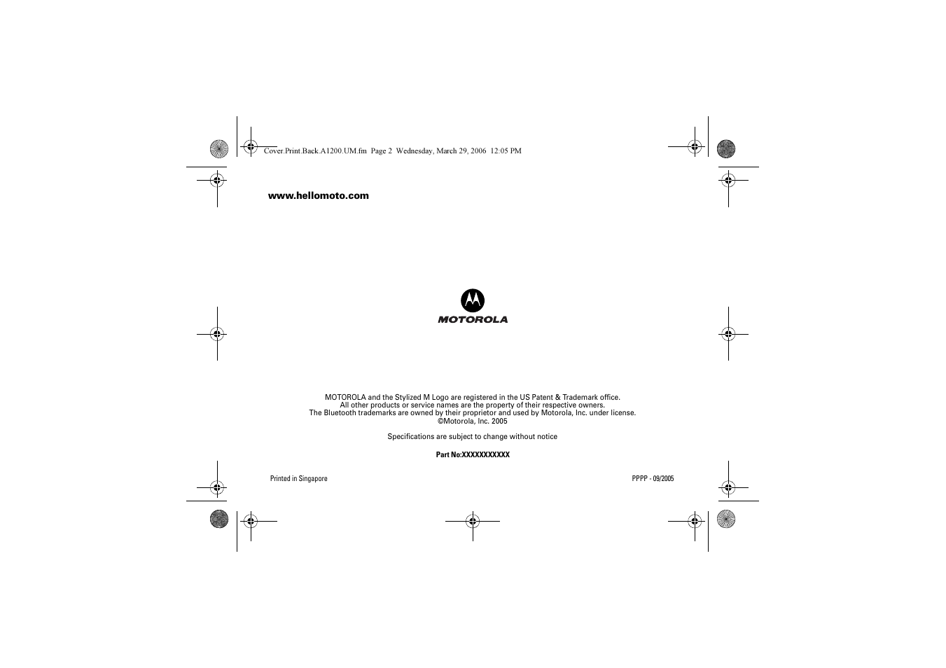 Motorola A1200 User Manual | Page 144 / 144