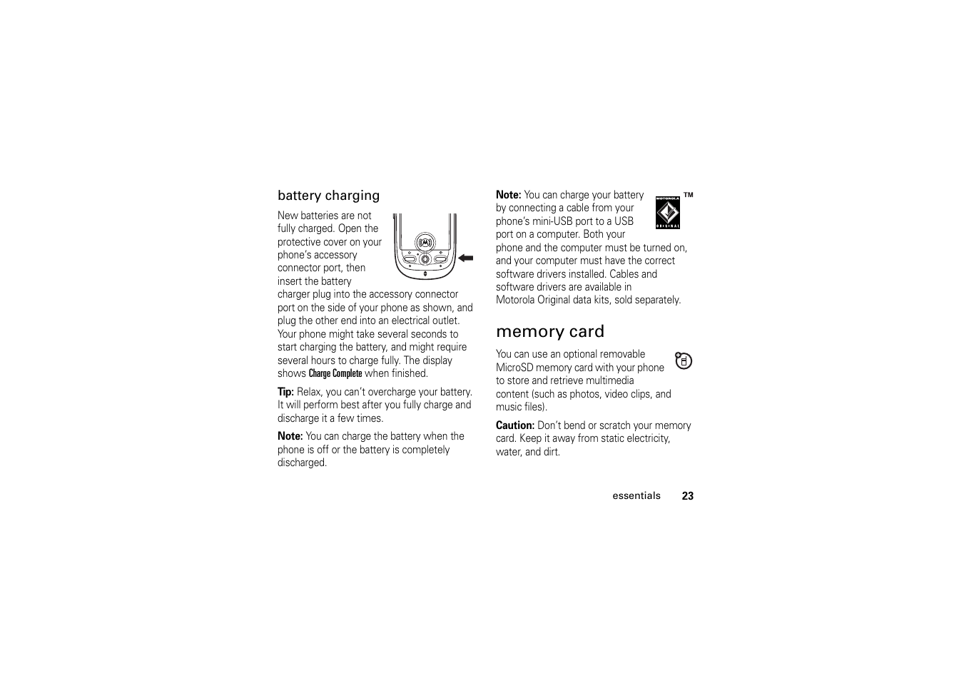 Memory card | Motorola A1200 User Manual | Page 25 / 144