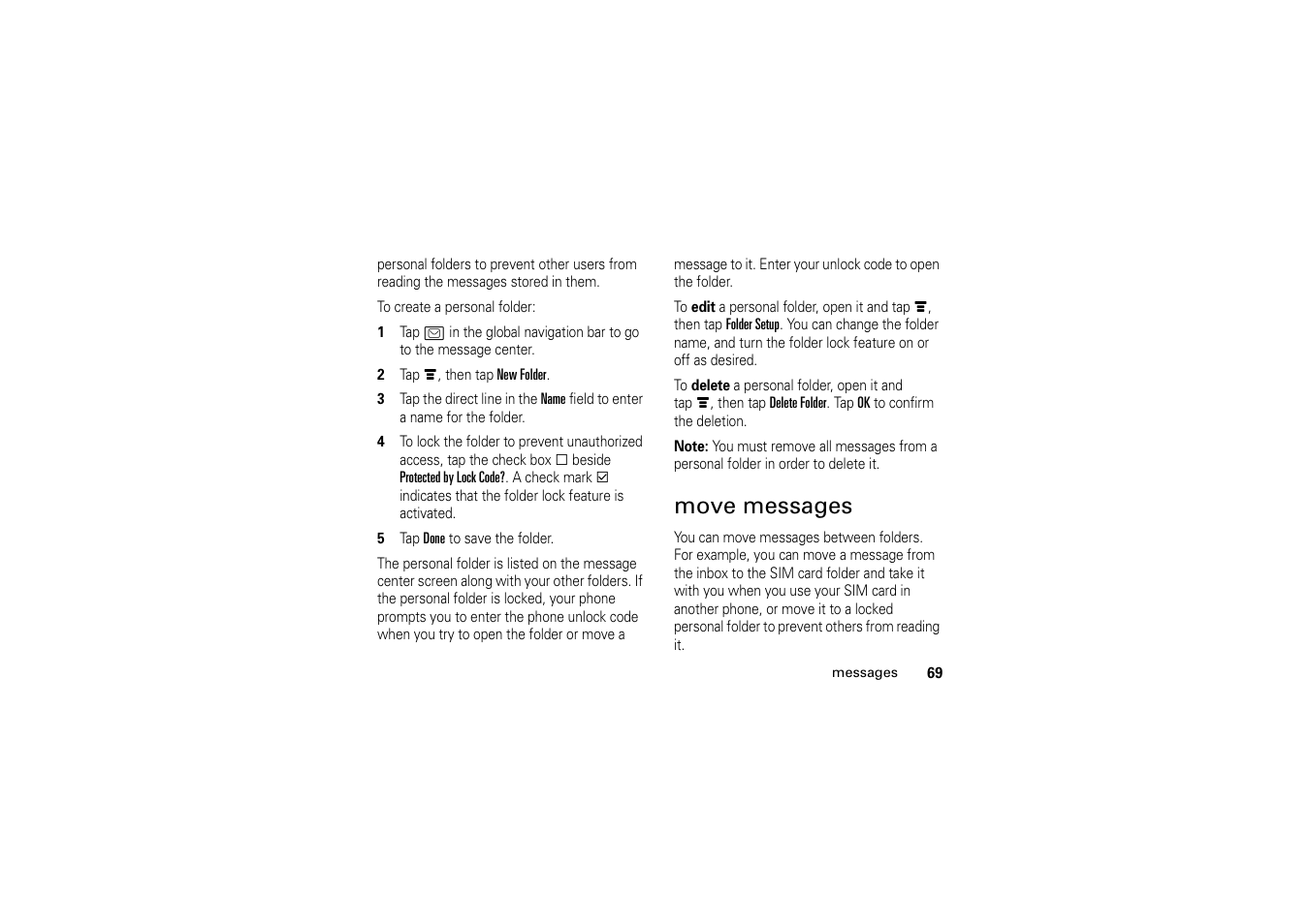 Move messages | Motorola A1200 User Manual | Page 71 / 144