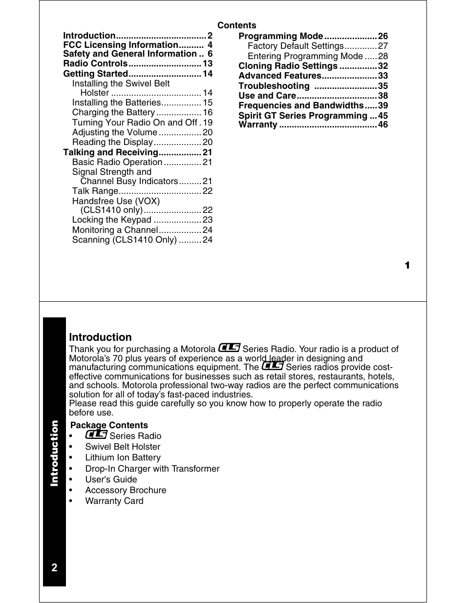 2introduction | Motorola CLS1110 CLS1410 User Manual | Page 2 / 30